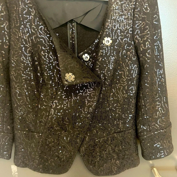 BR black  label Banana Republic sequin moto worn once size 4 beautiful - Picture 6 of 13